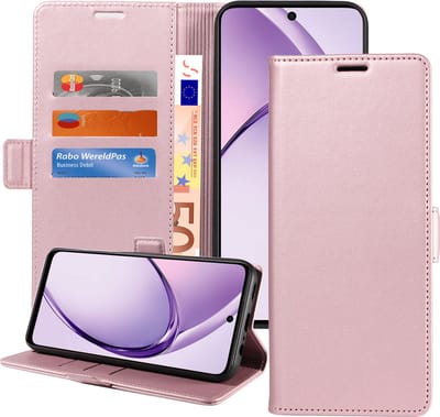 Geschikt voor OPPO A40 4G/A40M 4G /OPPO A60 5G Hoesje - Book Case Hoesje - Magnetische Sluiting - Portemonnee Rose