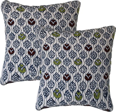 Set van 2 kussenhoes 45x45 cm | Kussens woonkamer | kussensloop | sierkussens | cushion cover | katoen | Hand blocked print
