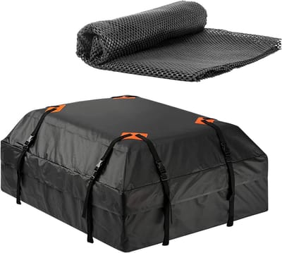 Dakkoffer - met antislipmat - onmisbaar voor kamperen - waterdicht en vochtbestendig - 112×87×44cm extra groot formaat - opvouwbare, draagbare dakkoffer - voor reizen en het vervoeren van bagage - zwart