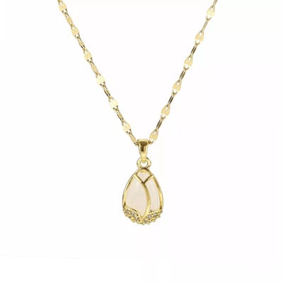 Minimalistische opaliet ketting met stallen hanger, edelsteen, elegante ketting dames