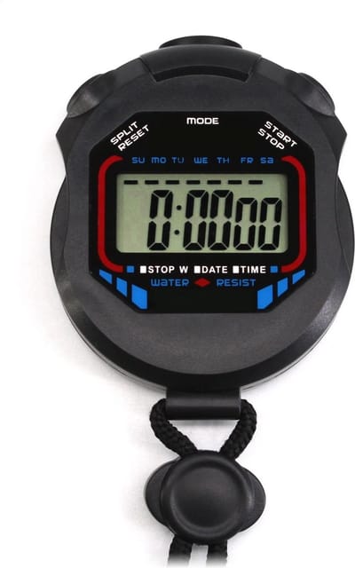 Demtex - Stopwatch - Hardlopen - Sport - Water Bestendig -Timer | Zwart