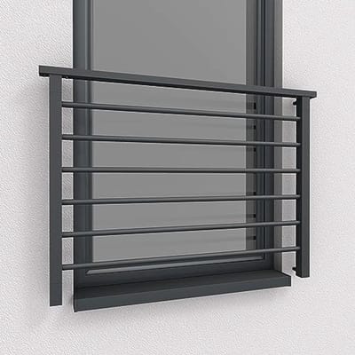 Frans Balkon Aluminium Staafhekwerk Antraciet Kleur Mat (120x100cm)