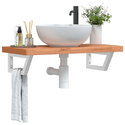 vidaXL - Badkamer - wandschap - staal - en - massief - beukenhout