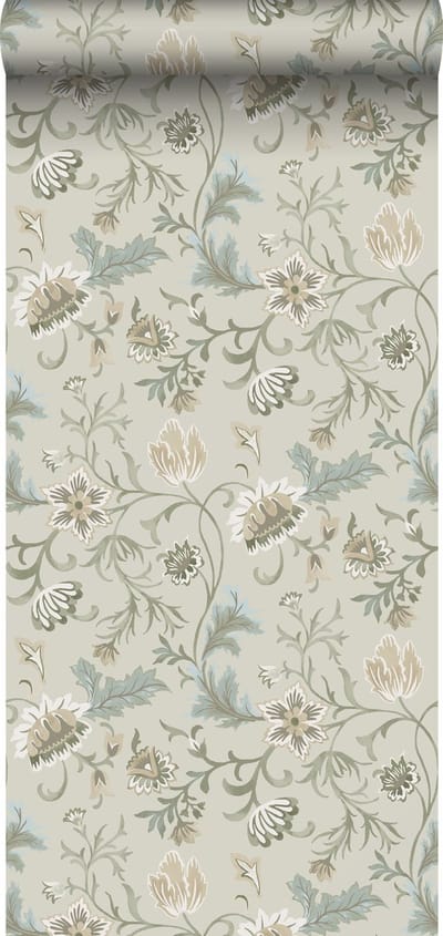 ESTAhome behang vintage bloemen zand beige - 53 cm x 10.05 m - 139412