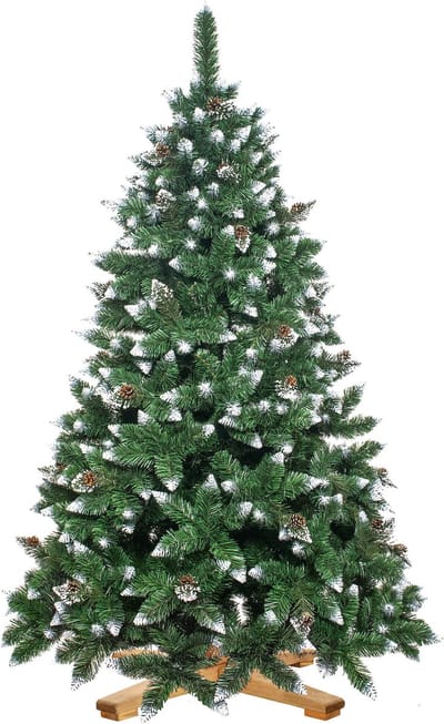 Royal Trees Kunstkerstboom | Sneeuw | Dennenappels | 150 cm | Zonder Verlichting | Houten Standaard