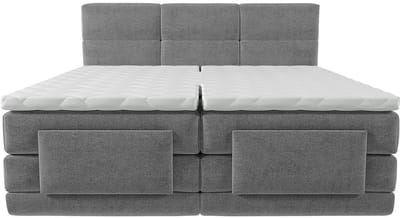 Vente-unique Boxspringbed stof lichtgrijs 2 x 90 x 200 cm