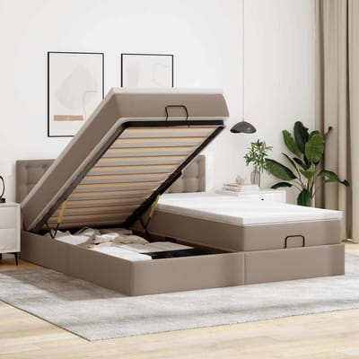 vidaXL - Ottoman - bed - met - matrassen - 180x200cm - kunstleer - cappuccinokleurig