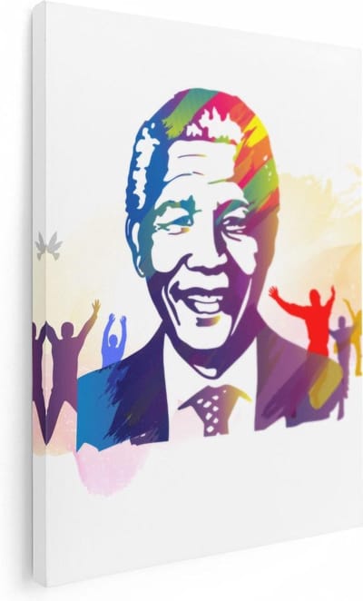 Artaza Canvas Schilderij Portret Mandela - 30x40 cm - Klein - Wanddecoratie Pop Art - Muurdecoratie Abstract - Schilderijen Op Canvas
