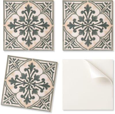 Zelfklevende PVC-wandtegels met plantenpatroon in een vierkant van 20x20x20 cm