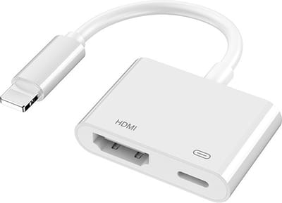 8-Pin naar HDMI + 8-Pin adapter kabel - geschikt voor iPhone en iPad - verbinden met o.a. tv, projector - wit