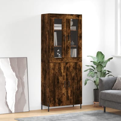 vidaXL - Hoge - kast - 69,5x34x180 - cm - bewerkt - hout - gerookt - eikenkleurig