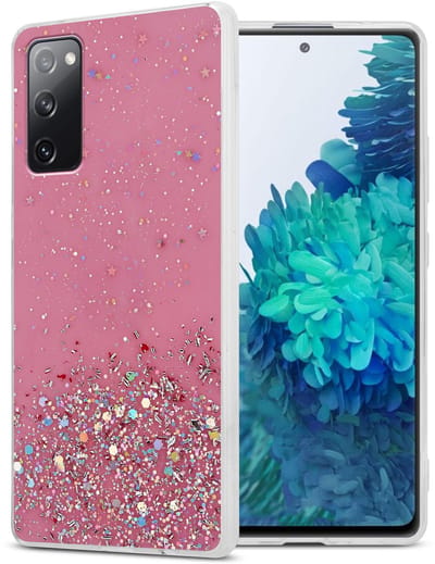 Cadorabo Hoesje geschikt voor Samsung Galaxy S20 FE in Roze met Glitter - Beschermhoes van flexibel TPU silicone met fonkelende glitters Case Cover Etui