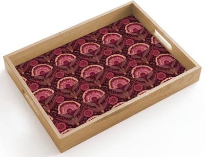 Dienblad hout 40x30 cm - Schootdienblad - Antiek - Bloemen - Kleurrijk - Borrelplank rechthoek - Plateau dienbladen
