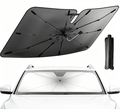 Zonnescherm Auto - Auto voorruit zonnescherm - Opvouwbare autoparasol - 360 graden draaibaar - Houdt het interieur koel - Anti uv en warmteblok - Voor De Meeste Voertuigmodellen - 140 x 80 CM