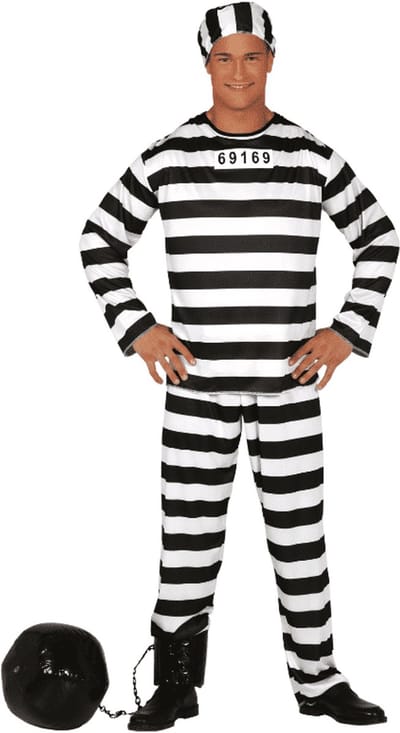 Fiestas Guirca - Volwassenen kostuum Prisoner - maat S (46-48) - Carnavalskleding - Carnaval - carnavalskleding 2027 - Carnaval kostuum
