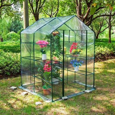 Tuinrek Kas - Draagbare Kweekkas - Planten Beschermen - Oprolbare Deur - 77.5 Inch Hoog - Transparant