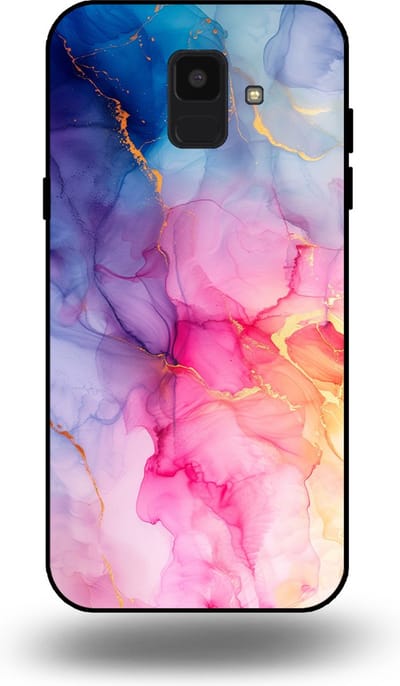 Smartphonica Telefoonhoesje geschikt voor Samsung Galaxy A6 2018 met marmer opdruk - TPU backcover case marble design - Regenboog geschikt voor Samsung Galaxy A6 2018
