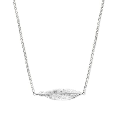 zilver gerhodineerd collier veer 40,5 + 3 cm 1337222
