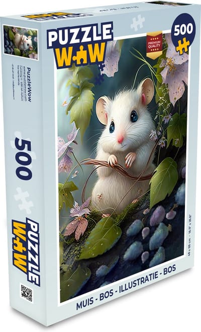 Puzzel Muis - Bos - Bloemen - Illustratie - Bosdieren - Legpuzzel - Puzzel 500 stukjes
