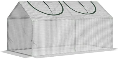 Mini Kas met Raam - Tunnelkas - PE-kas - Kweektunnel - Kweekkas - Kastunnel - Groentekas - Plantenhuis - Plantenteelt - Tomatenkas - voor Groenten, Bloemen, en Planten - Stalen Folie - 120 x 60 x 60 cm - PE-gaasfolie - Wit
