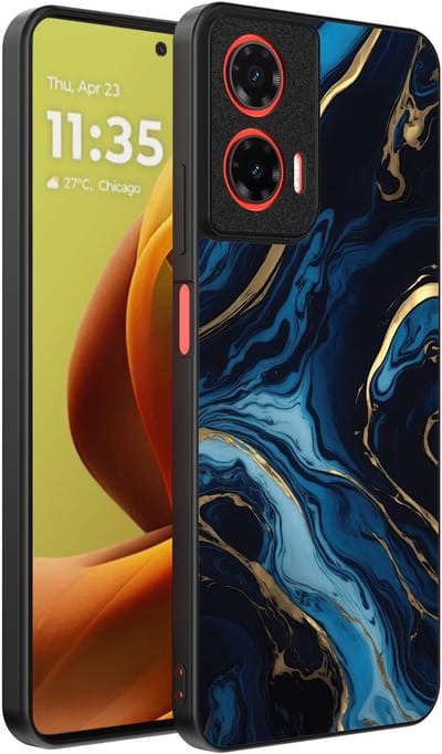 Smartphonica Telefoonhoesje Geschikt voor Motorola Moto G85 / Motorola Edge 50 Fusion met marmer opdruk - TPU backcover case gold blue marble design - Goud Blauw geschikt voor Motorola Edge 50 Fusion;Motorola Moto G85