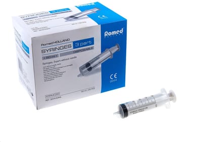 Romed 3-delige injectiespuiten 50ml luer slip 25 stuks Romed - Steriel verpakt