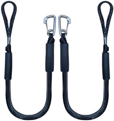 Daity Marine elastische kabel 2-pack: zwart met haak - rek 1 -2-1 -7M - geschikt voor boten - kajaks - motorboten - pontons - enz. - ankerlijn accessoires