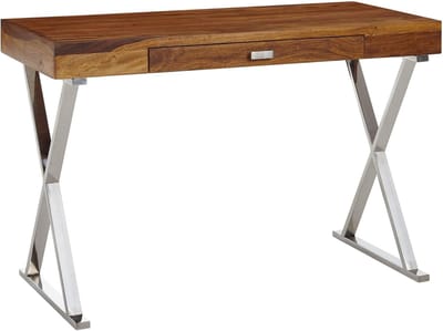 Bureau Tafel - Computertafel Schrijftafel - Thuiswerk Kantoor - Uniek Handgemaakt - 120x55x78 cm - Bruin Zilver