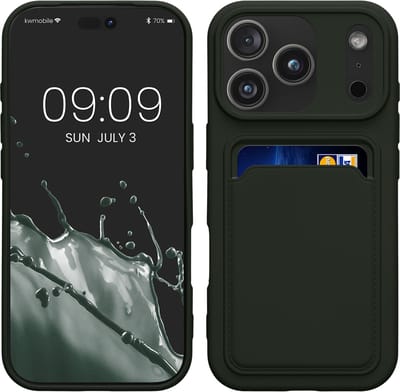 kwmobile telefoonhoesje geschikt voor iPhone 17 Pro - Hoesje met pasjeshouder - TPU case in donkergroen