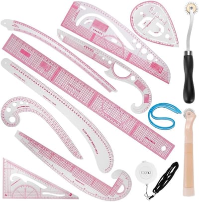 Naaiset Linialen - Patroonontwerp Tools - Kleding Maken - 13 Delige Set - Metrisch - Transparant