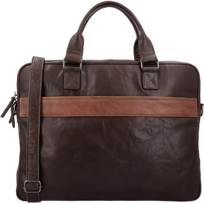 Hide & Stitches Donau Laptoptas Heren - Werktas voor laptop tot 15,6 inch - Schooltas van 100% Leder met ritssluiting - Donkerbruin