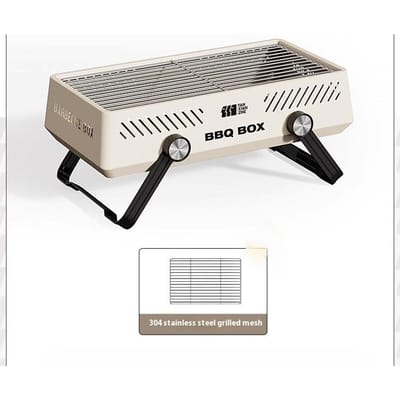 Buiten BBQ Grill met Bakrooster Thuisgebruik Draagbaar Opvouwbaar Houtskool Draagbare Camping Barbecue Kachel voor Familiebijeenkomsten Feest white
