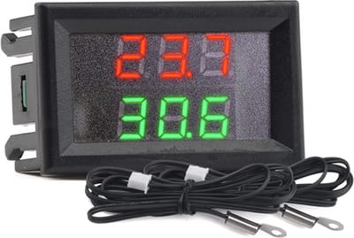 Temperatuur - Voltmeter 3in1 Display Rood en Groen - Thermometer- DC 4V-28V