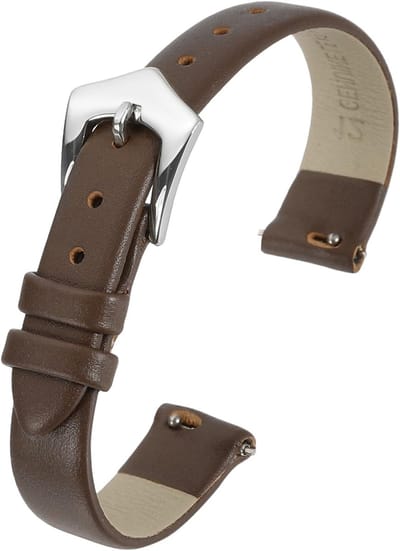 Echte lederen horlogebandjes voor dames, snel verwisselbaar, plat en dun, elegante vervangende armbanden met roestvrijstalen sluiting en stijlvol design