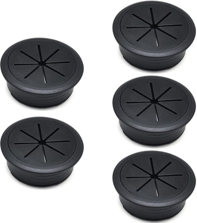 Daity 5 Pack - 2 inch Zwart kabeldoorvoer voor bureau- en snoeren - kabelorganizer - kabeldoorvoer voor bureau- en snoeren - flexibele kabeldoorvoer voor het opbergen en verbergen van computersnoeren op kantoor