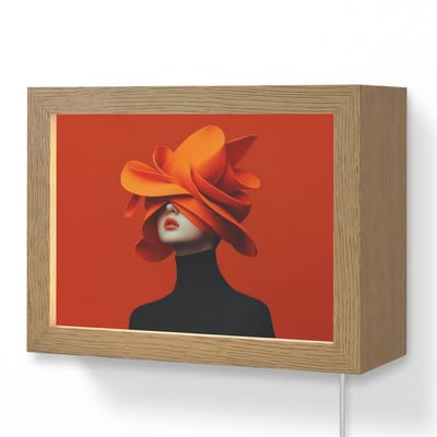 Wandlamp 20x15 cm - Oplaadbaar - Oranje - Hoed - Vrouw - Wandlampen binnen woonkamer - Slaapkamer lamp met kabel - Decoratieve nachtlamp - Vloerlamp snoer