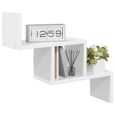 vidaXL - Wandplank - Wit - 48 - x - 15 - x - 42 - cm - Bewerkt - hout