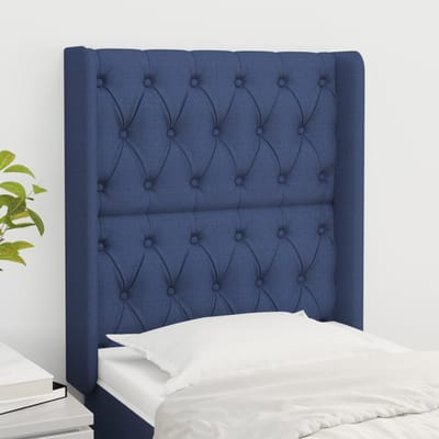 vidaXL - Hoofdbord - met - randen - 83x16x118/128 - cm - stof - blauw
