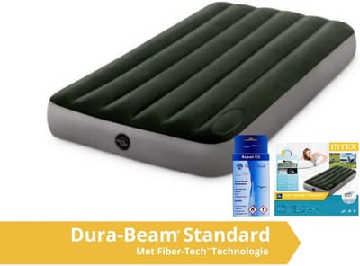 Intex Downy - Luchtbed - 1 Persoons - Inclusief Ingebouwde Voetpomp en Repairset - 191x99x25 cm - PVC - Groen
