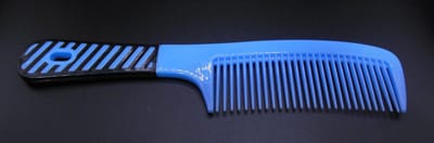 Grote handvat kam neon blauw-zwart
