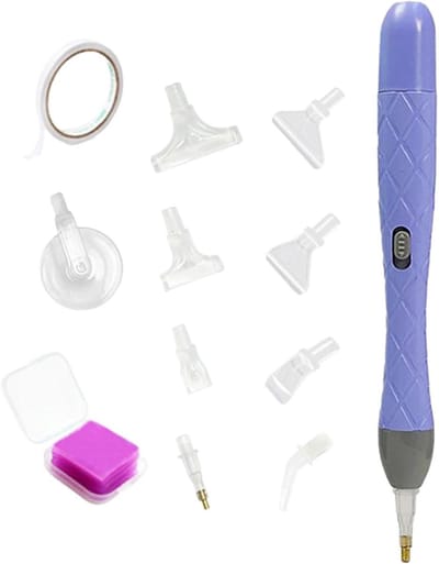 Steentjes Pen - Nagel Decoratie Tool - Creatieve Decoratie - USB Aangedreven - 17 Delige Set - Paars