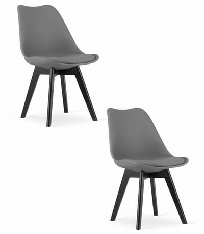 Set van 2 Stoelen MARK – Grafietgrijs, Zwarte Poten, Kunststof Zitting met Kunstlederen Kussen, Strak Design, Ergonomisch, Geschikt voor Keuken, Eetkamer, Kantine en Werkruimte, Max. 120 kg
