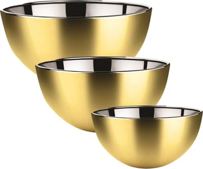 Svenska Living Voedsel serveer schalen set - 6x stuks - metallic goud - RVS - Dia 13/19/23 cm - keuken