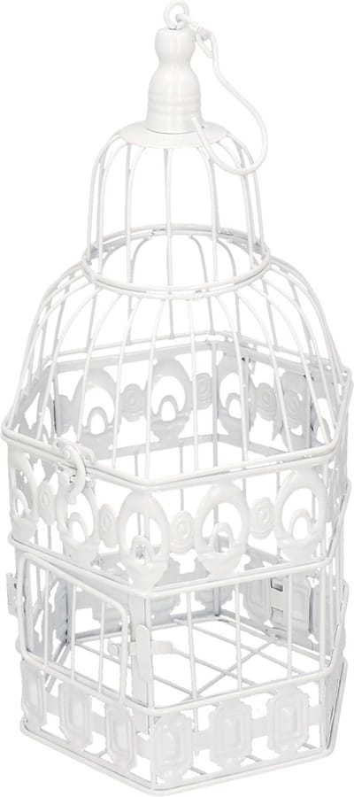 Home decoratie vogelkooi wit 18 x 39 cm - Vogelkooien/kooitjes - Antiek look