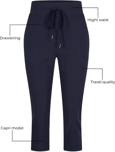 Mi Piace Travel Broek Capri Dames - Navy - Maat XS/34 - 202082