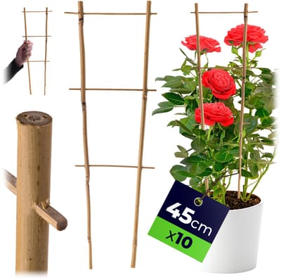 KADAX bamboe trellis, 45 x 16 cm, 10 stuks, klimhulp voor planten, plant trellis, klimhulp plantondersteuning voor kamerplanten klimplanten
