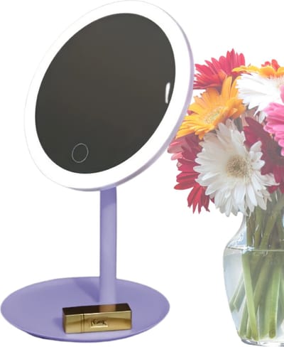 Livano Opmaakspiegel Met Ledverlichting - Make Up Spiegel - Met Led Verlichting - Tafelspiegel - Met Licht - Staande Spiegel - Paars