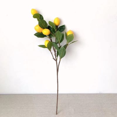 Allecto - Kunstmatige Citroen Tak - Decoratieve Planten - 65 cm - Gele Tak met Bladeren - Voor Binnen en Buiten - Perfect voor Huiskamer - Natuurli...