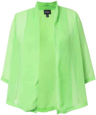 Ulla Popken - Dames - Chiffon jasje oversized sjaalkraag 3/4-mouwen - Lichtgroen - Maat 46+