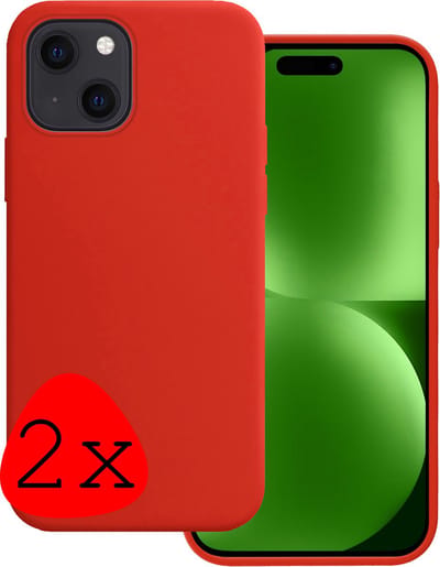 Hoesje 2 Stuks - Geschikt voor Apple iPhone 15 - Sterk & Shockproof - Case Siliconen - Back Cover - Telefoon Hoes - Rood